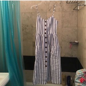 Striped midi dress button down